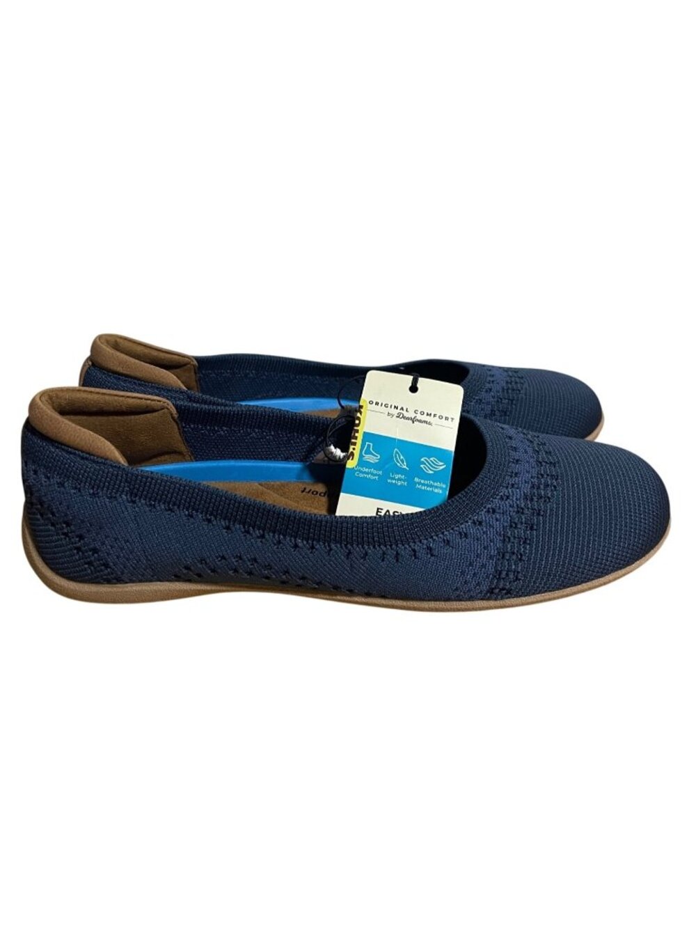 Original Comfort by Dearfoams Misty Womens Ballet Flats Size 8 Blue Stretch Knit